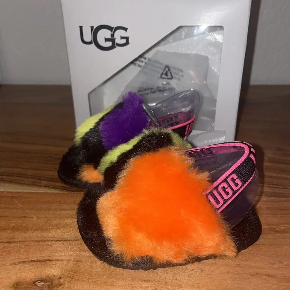 Girl's Slippers UGG Kids Fluff Yeah Party Spots 3/4 12 -18 Month (Infant)